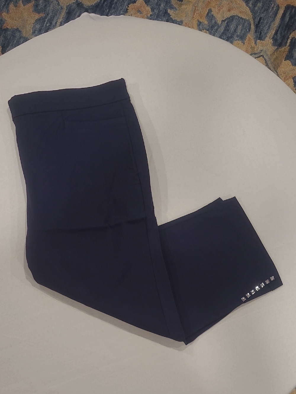 AVENUE Stretch Capri Pants With Metal Embellishments.  Navy. READ DESCRIPTION!!